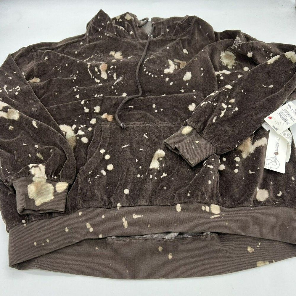 Treasure & Bond Brown Splatter Velvet Hoodie NWT Size 1X